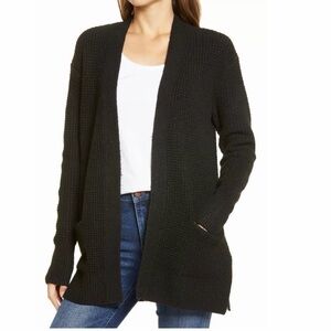 CASLON New Open Front Knit Cardigan Black XS